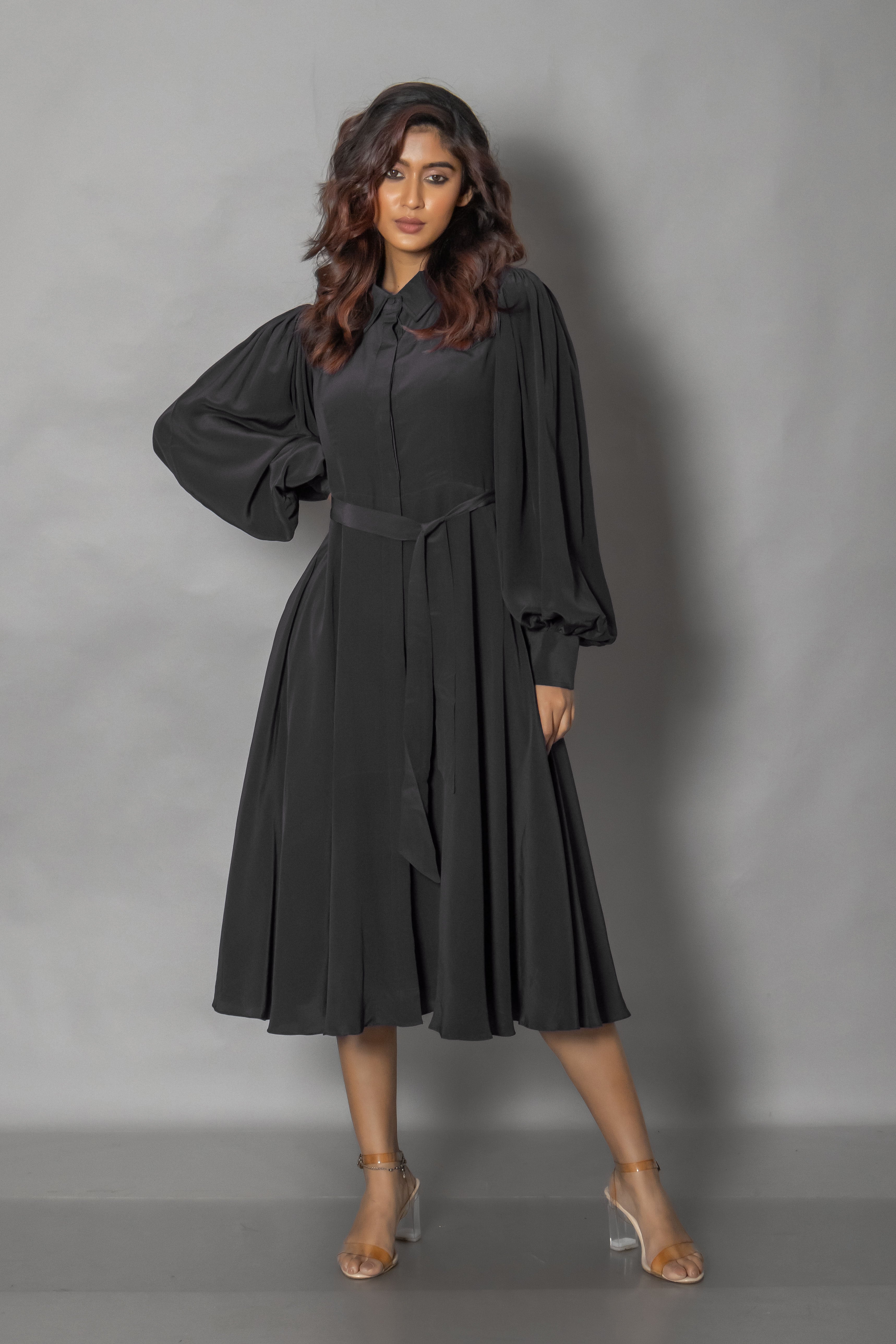 Alya Black Midi Dress