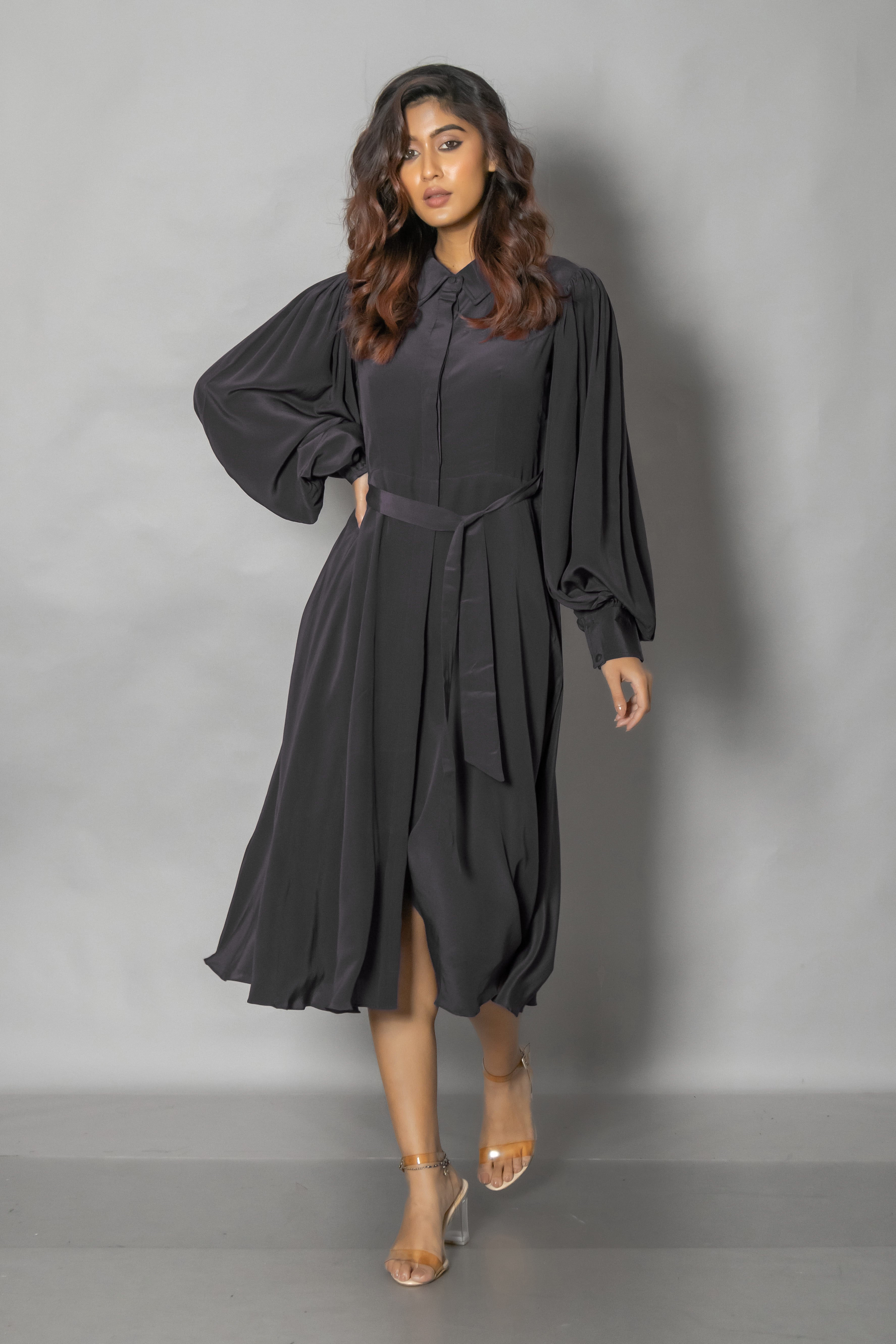 Alya Black Midi Dress