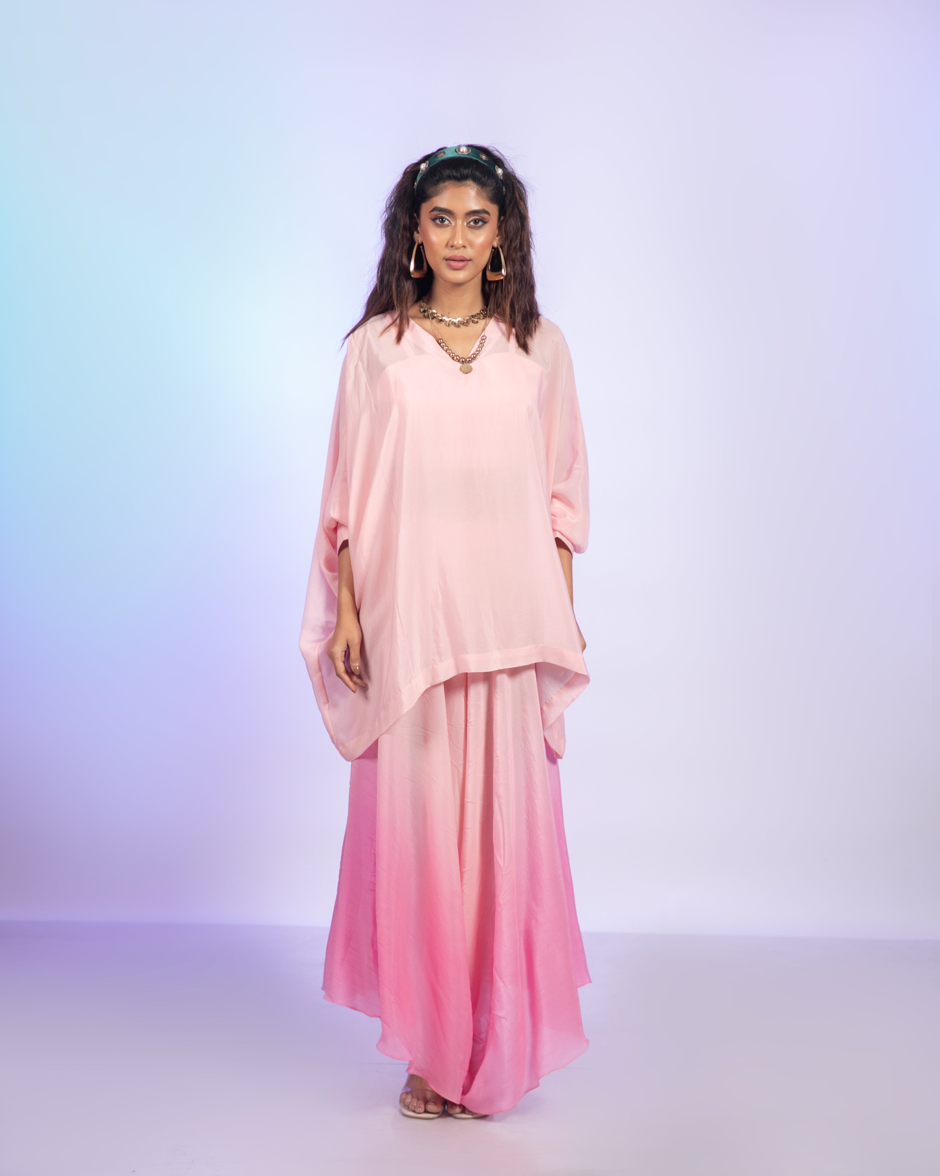 Cherry Blossom Ombre Draped Pant Set