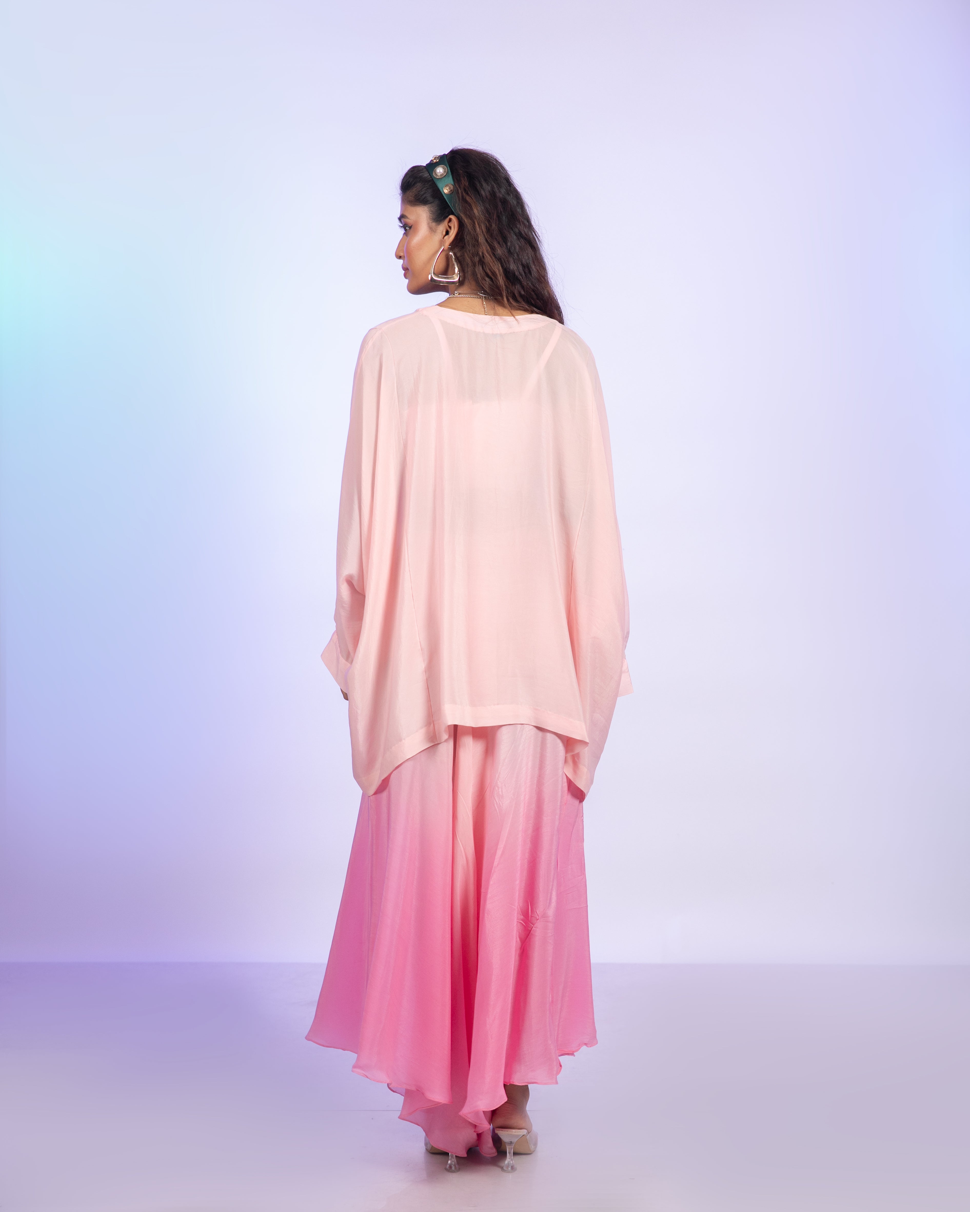Cherry Blossom Ombre Draped Pant Set